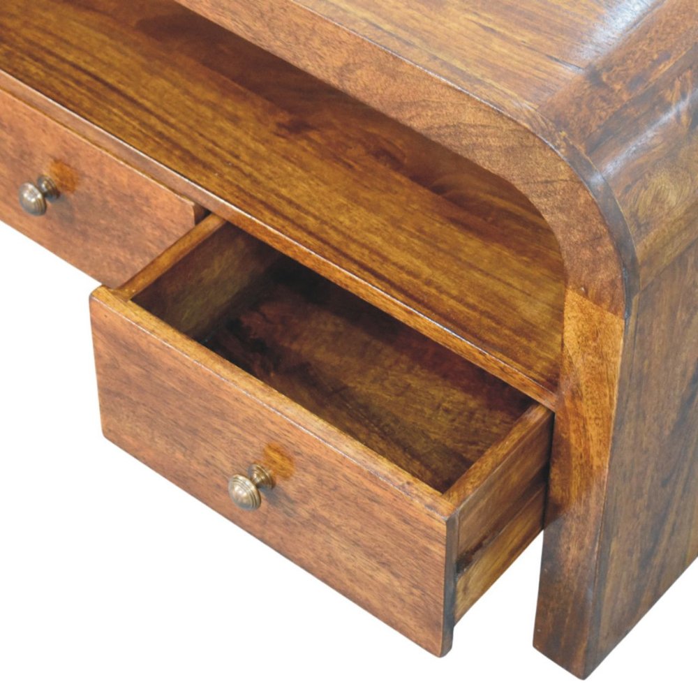 Brown Solid Wood Enclosed and Open Storage TV Stand - 43-inch