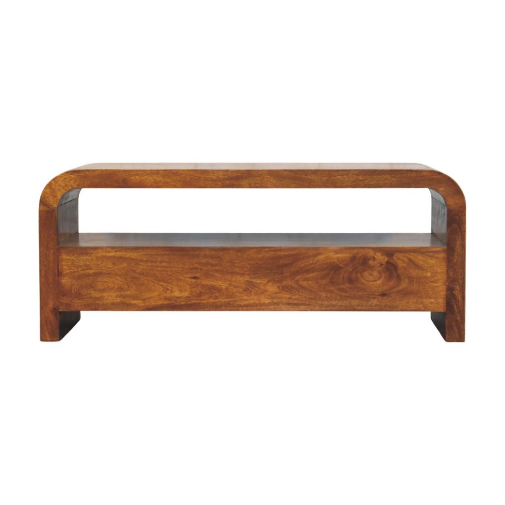 Brown Solid Wood Enclosed and Open Storage TV Stand - 43-inch