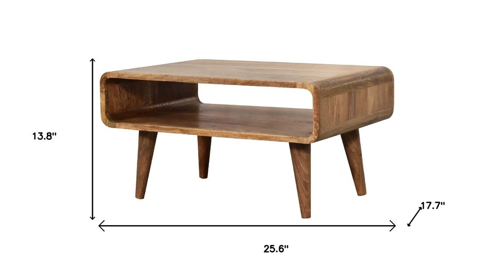 Brown Solid Wood Open Shelving TV Stand - 26-inch