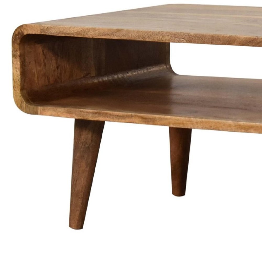 Brown Solid Wood Open Shelving TV Stand - 26-inch
