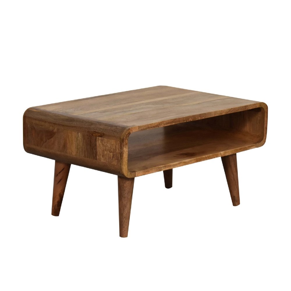 Brown Solid Wood Open Shelving TV Stand - 26-inch