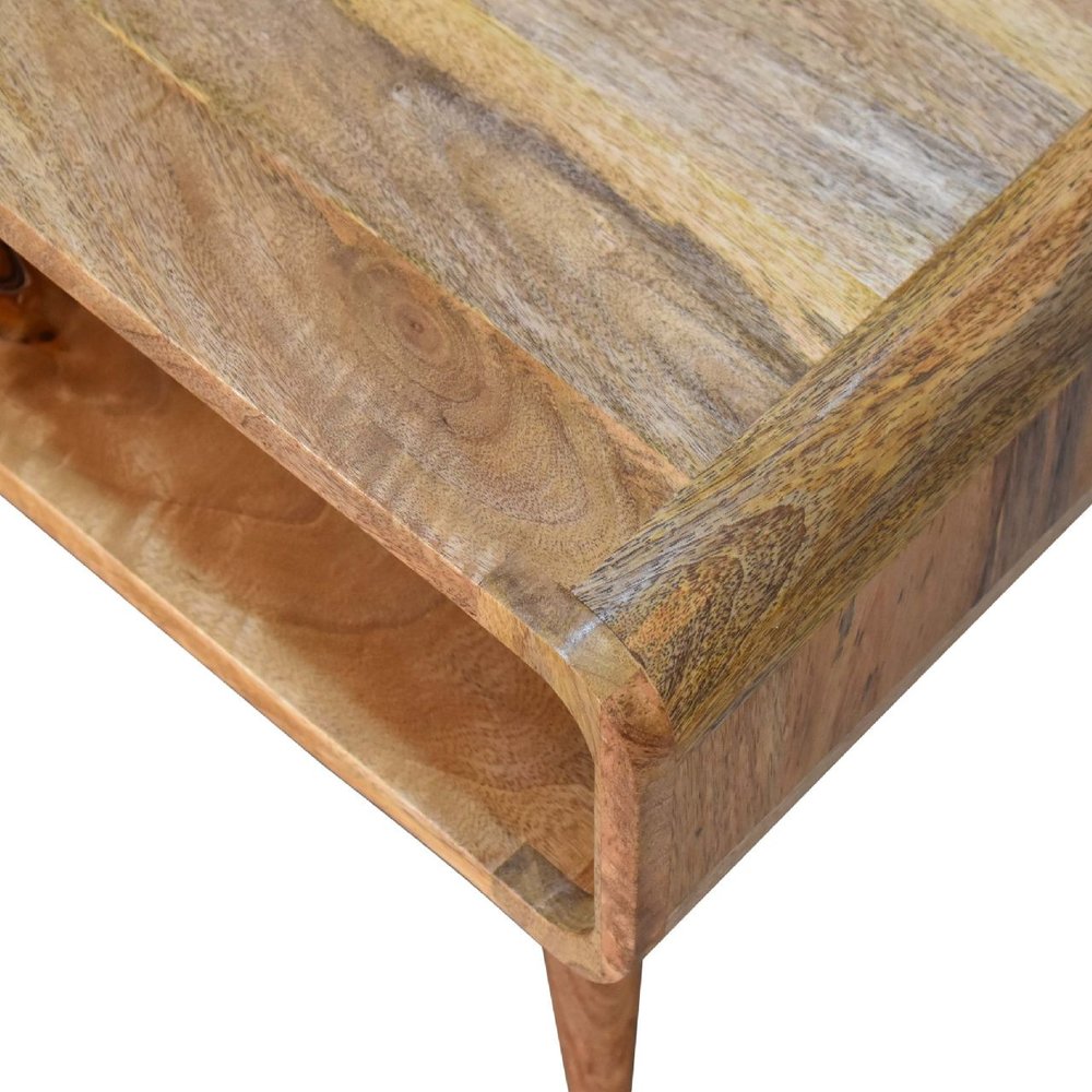 Brown Solid Wood Open Shelving TV Stand - 26-inch