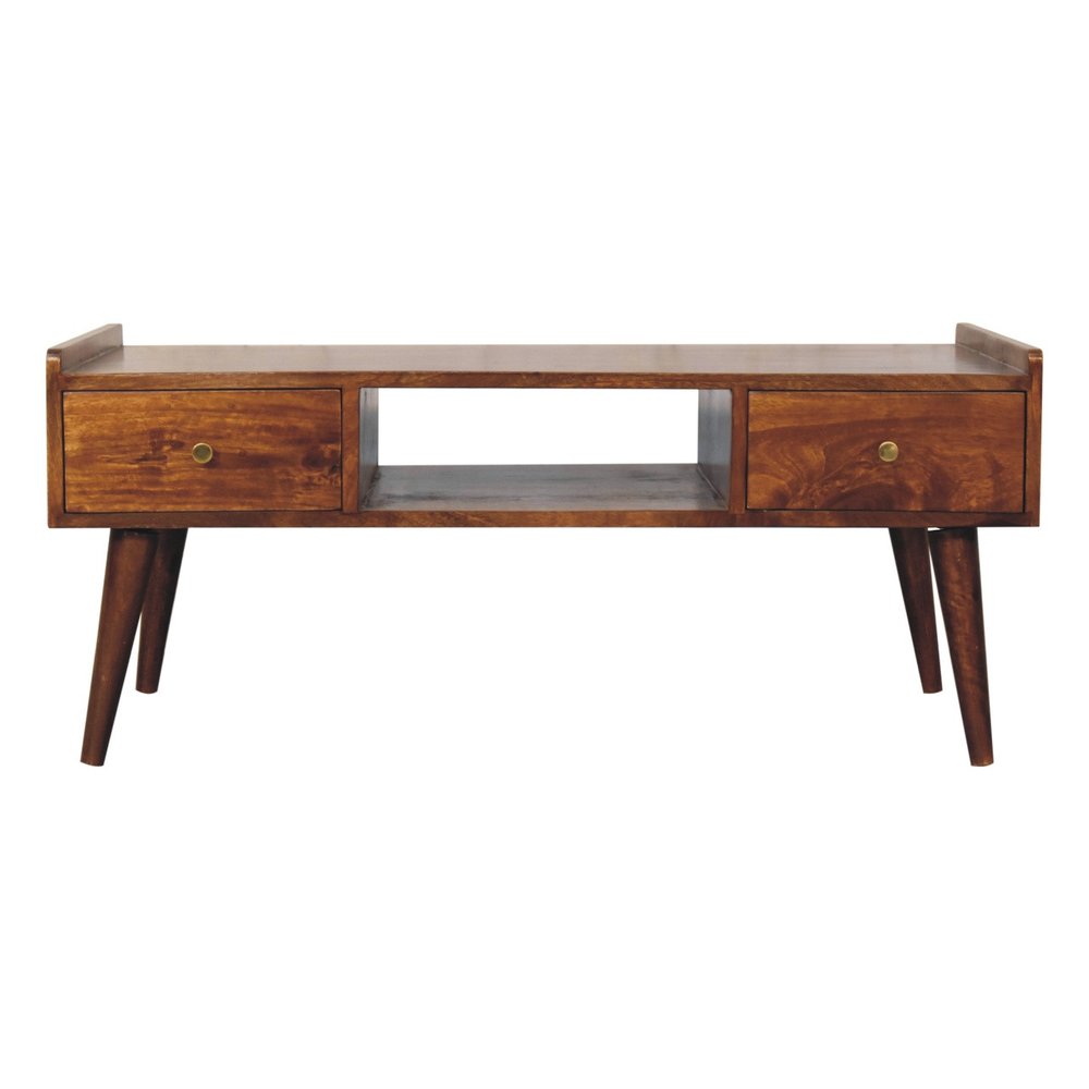 Brown Solid Wood Enclosed and Open Storage TV Stand - 39-inch