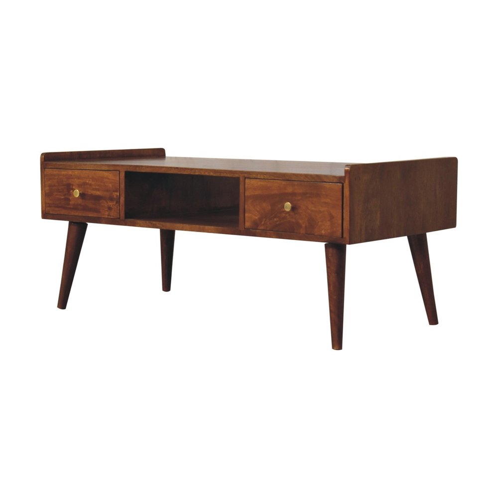 Brown Solid Wood Enclosed and Open Storage TV Stand - 39-inch