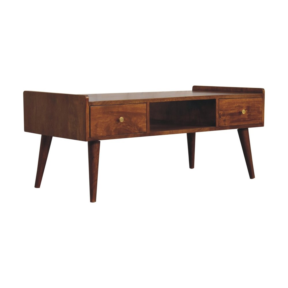 Brown Solid Wood Enclosed and Open Storage TV Stand - 39-inch