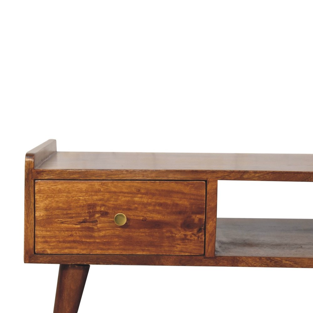 Brown Solid Wood Enclosed and Open Storage TV Stand - 39-inch
