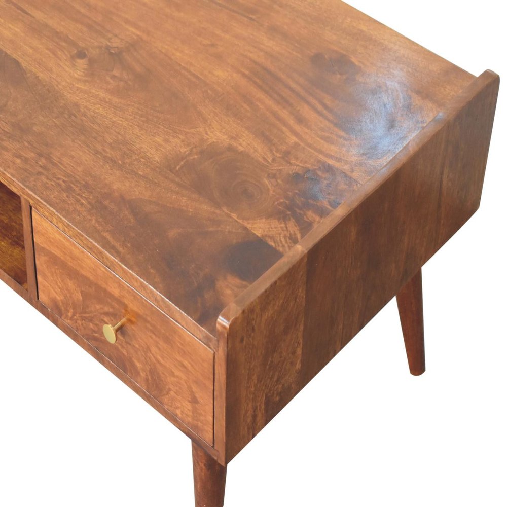 Brown Solid Wood Enclosed and Open Storage TV Stand - 39-inch
