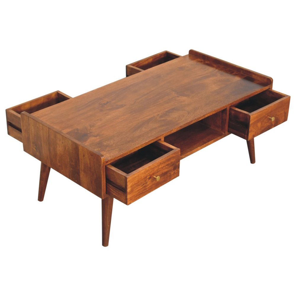Brown Solid Wood Enclosed and Open Storage TV Stand - 39-inch