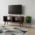 Brown Solid Wood Enclosed and Open Storage TV Stand - 39-inch