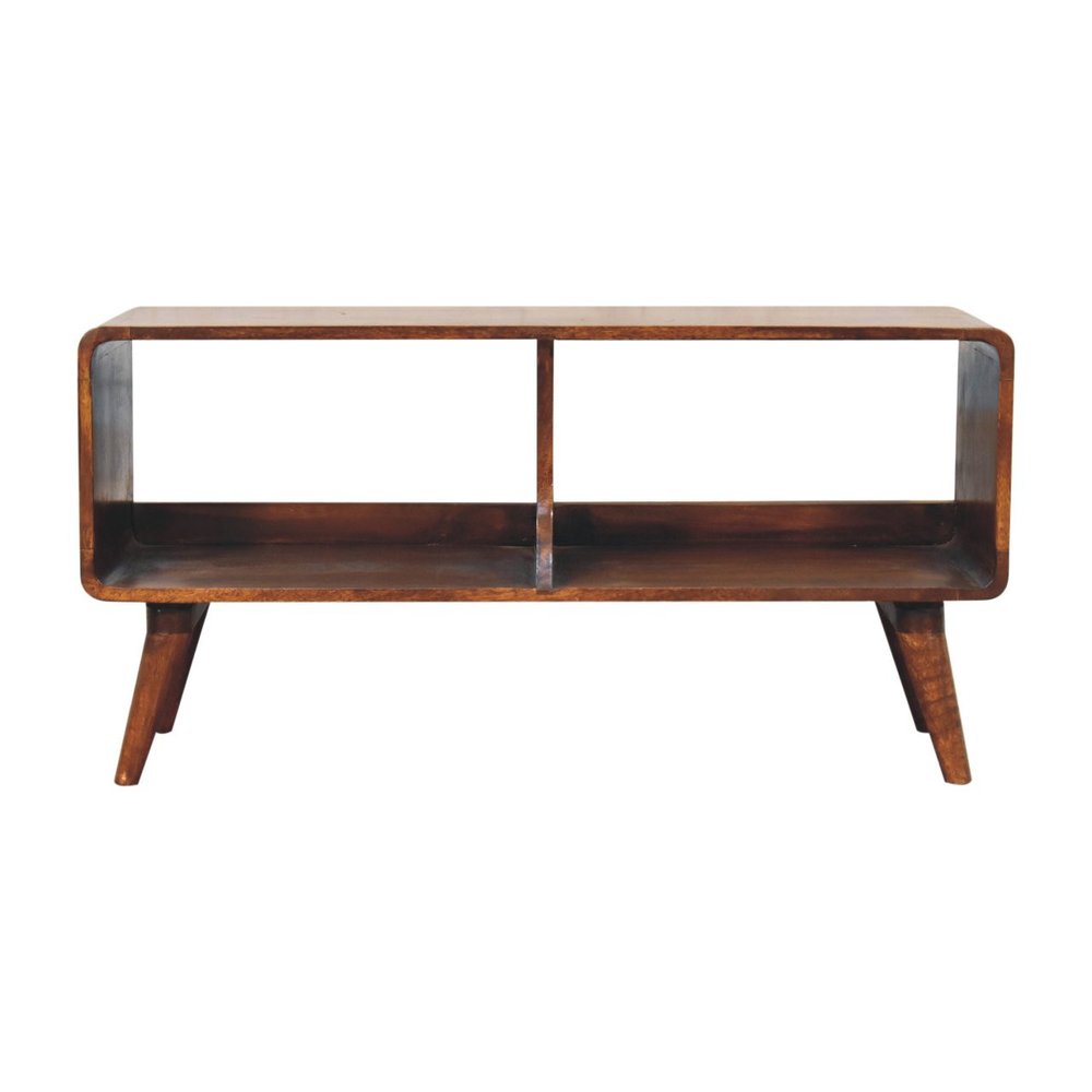 Brown Solid Wood Enclosed and Open Storage TV Stand - 39-inch