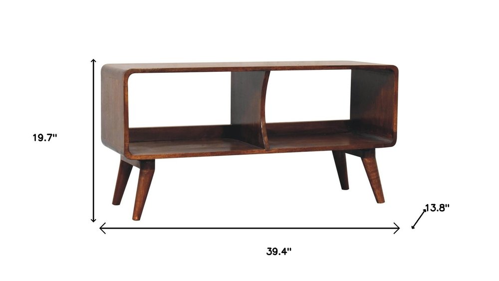Brown Solid Wood Enclosed and Open Storage TV Stand - 39-inch