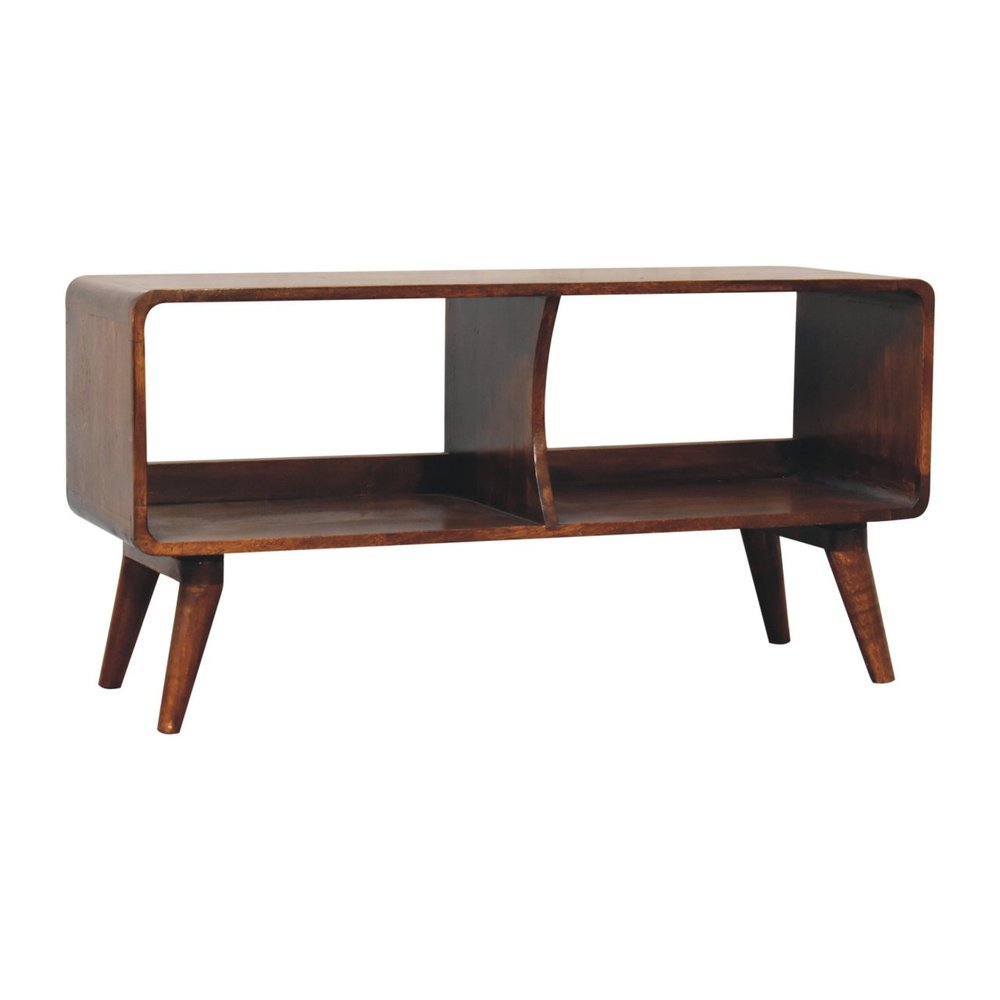 Brown Solid Wood Enclosed and Open Storage TV Stand - 39-inch