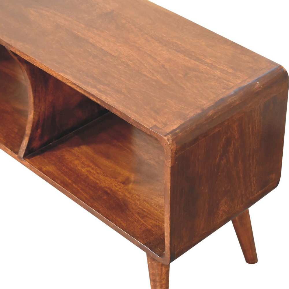 Brown Solid Wood Enclosed and Open Storage TV Stand - 39-inch
