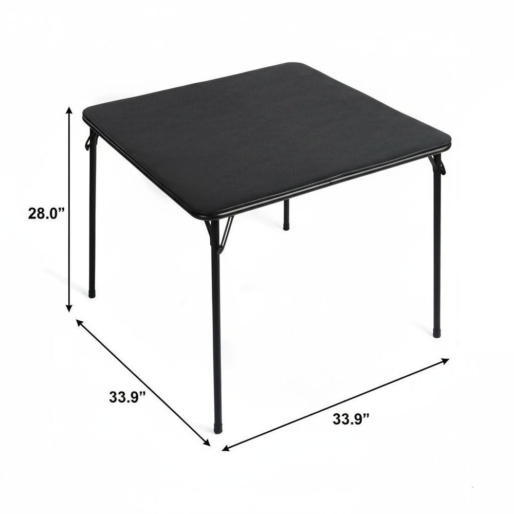 Black Wood and Metal Folding Square Card Table - 34-inch