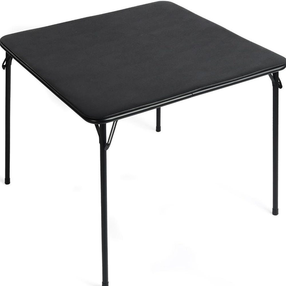 Black Wood and Metal Folding Square Card Table - 34-inch