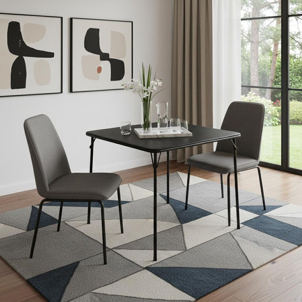 Black Wood and Metal Folding Square Card Table - 34-inch