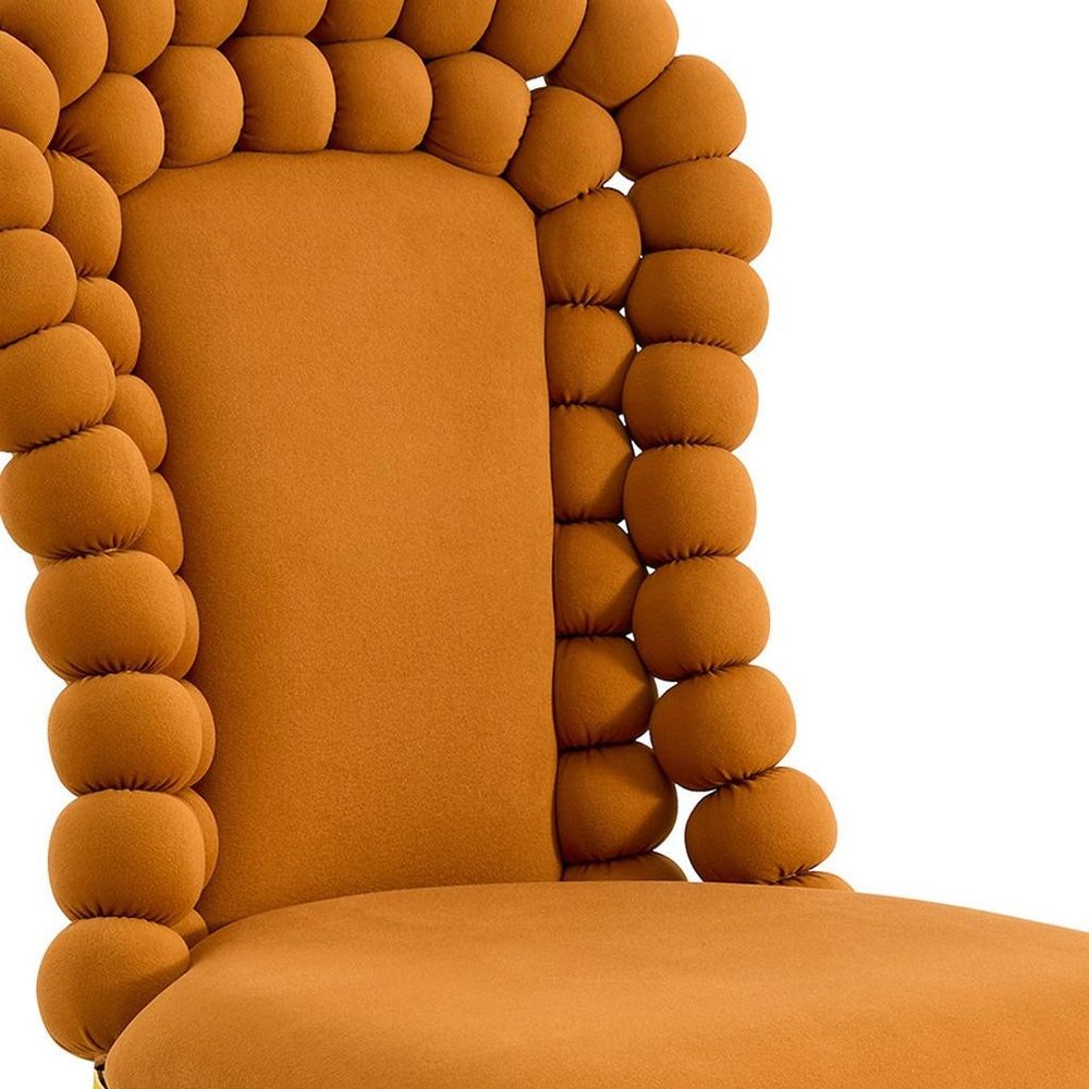 Set of Two Orange and Gold Velvet Dining Side Chairs