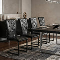 Set of Four Black Faux Leather Dining Side Chairs