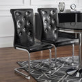 Set of Two Black and Silver Faux Leather Dining Side Chairs