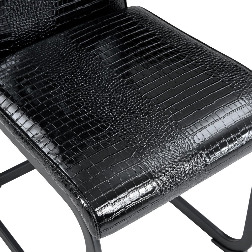 Set of Two Black Faux Leather Dining Side Chairs