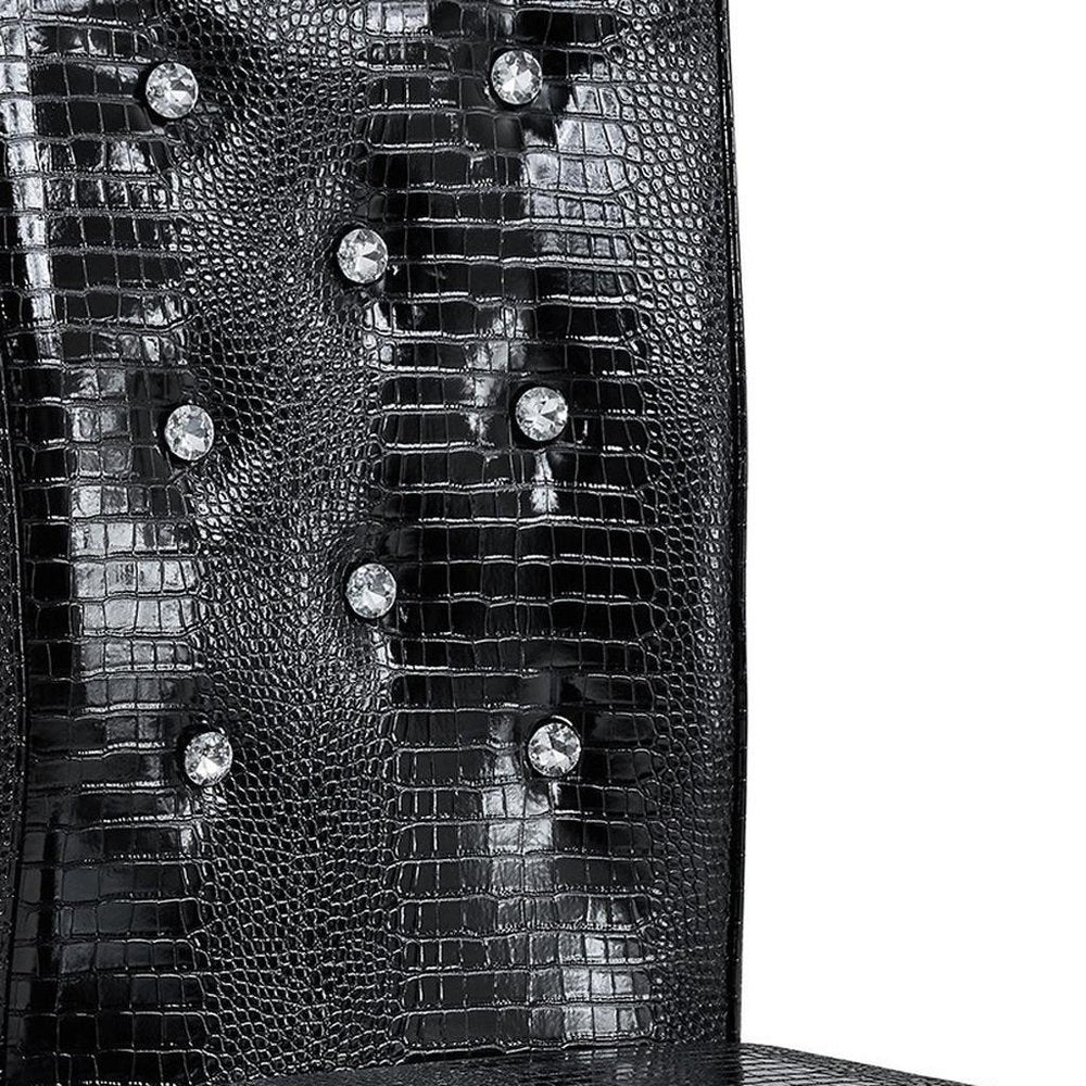 Set of Two Black Faux Leather Dining Side Chairs
