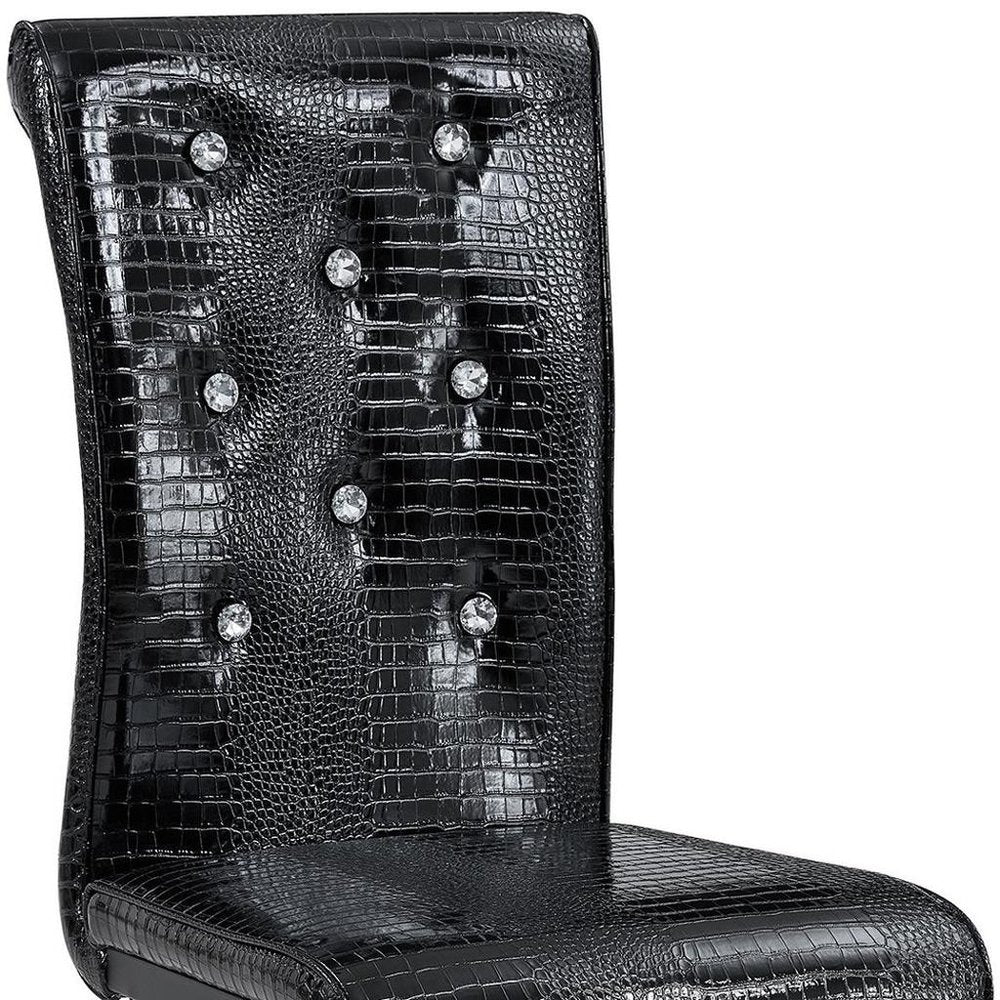 Set of Two Black Faux Leather Dining Side Chairs
