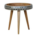 Black Brown and Off White Solid Wood End Table - 16-inch