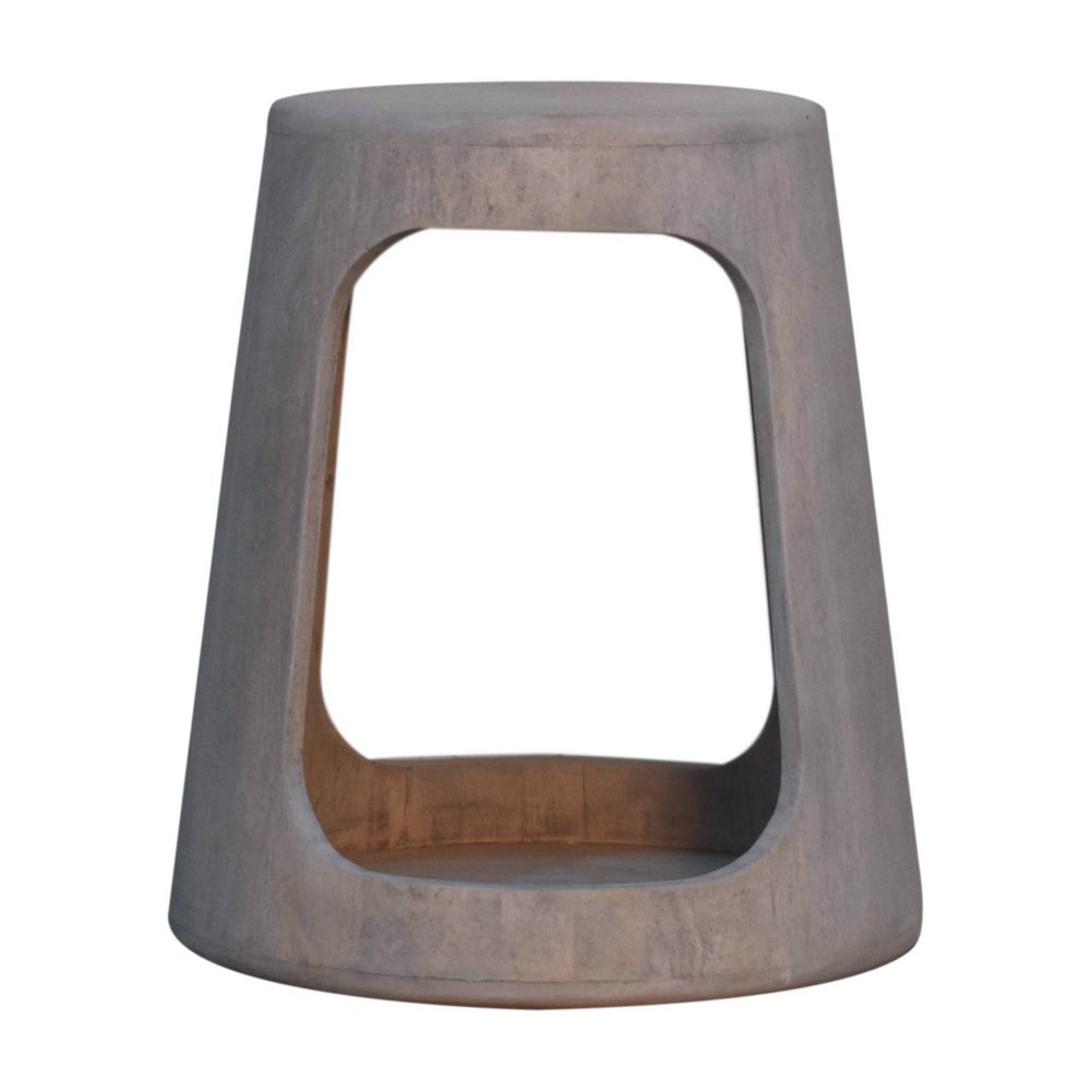 Brown Distressed Solid Wood Drum End Table - 18-inch