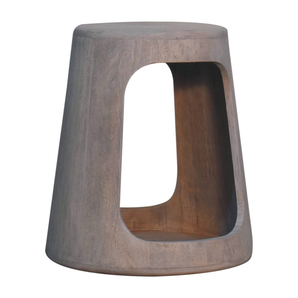 Brown Distressed Solid Wood Drum End Table - 18-inch