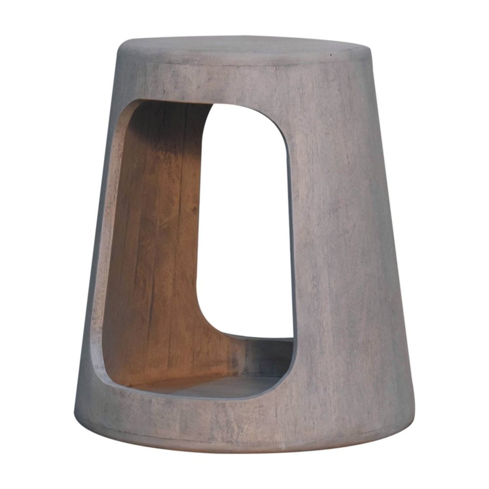 Brown Distressed Solid Wood Drum End Table - 18-inch