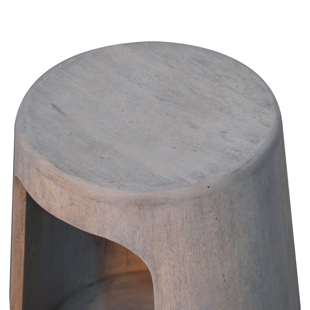 Brown Distressed Solid Wood Drum End Table - 18-inch