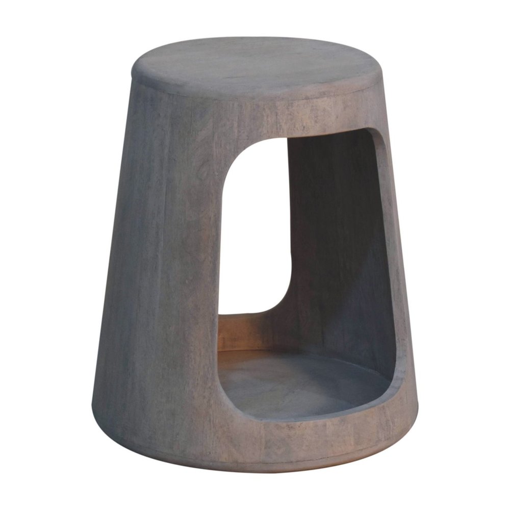 Brown Distressed Solid Wood Drum End Table - 18-inch