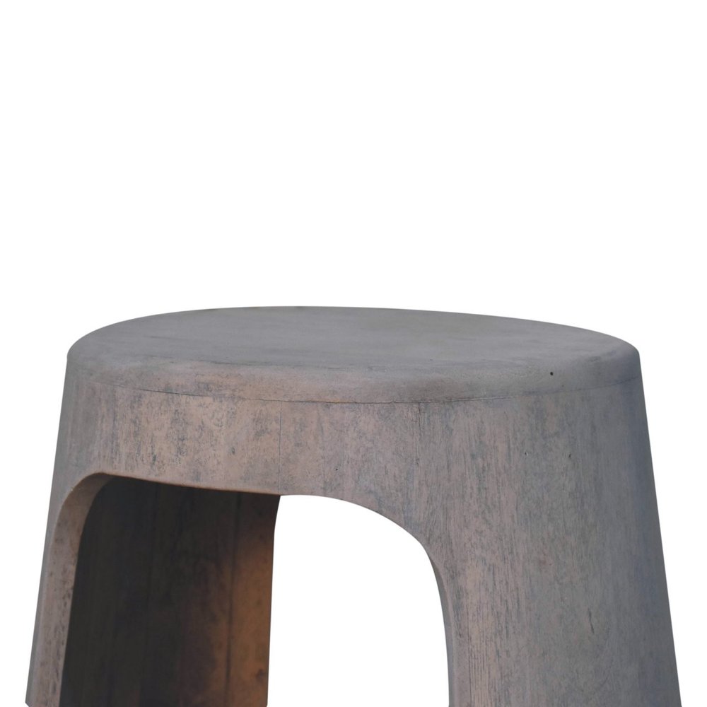 Brown Distressed Solid Wood Drum End Table - 18-inch