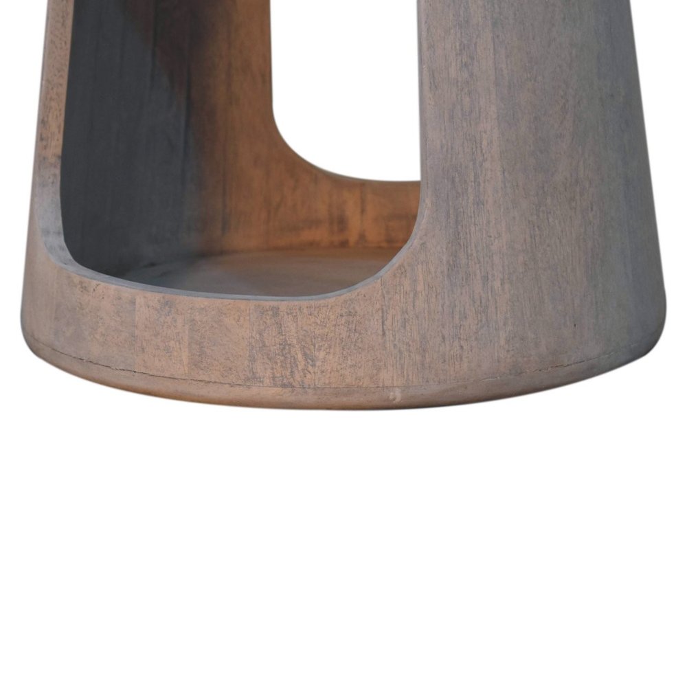 Brown Distressed Solid Wood Drum End Table - 18-inch