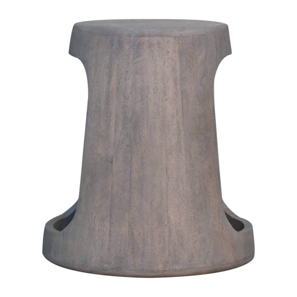 Brown Distressed Solid Wood Drum End Table - 18-inch