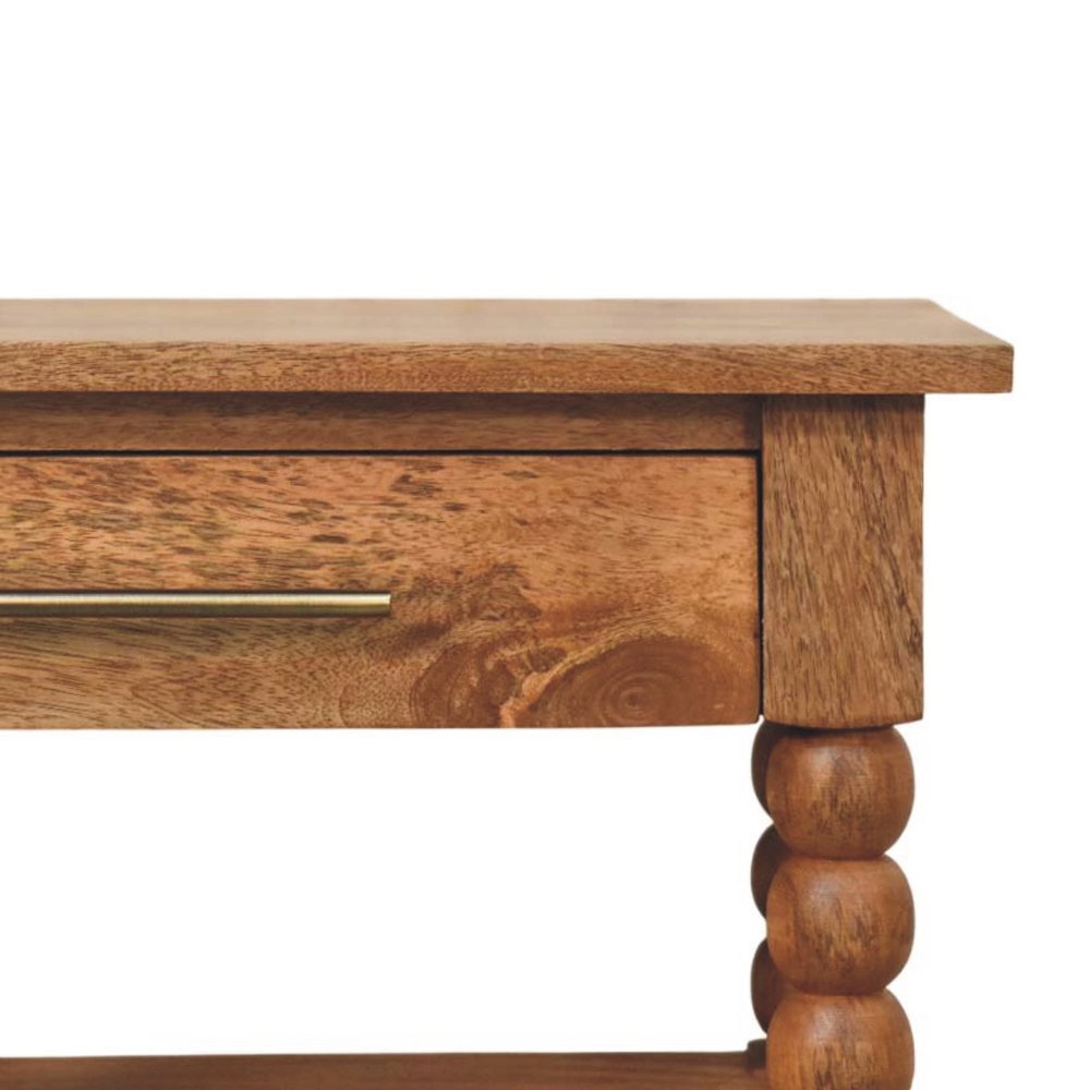 Brown Solid Wood End Table with Drawer and Two Shelves - 28-inch