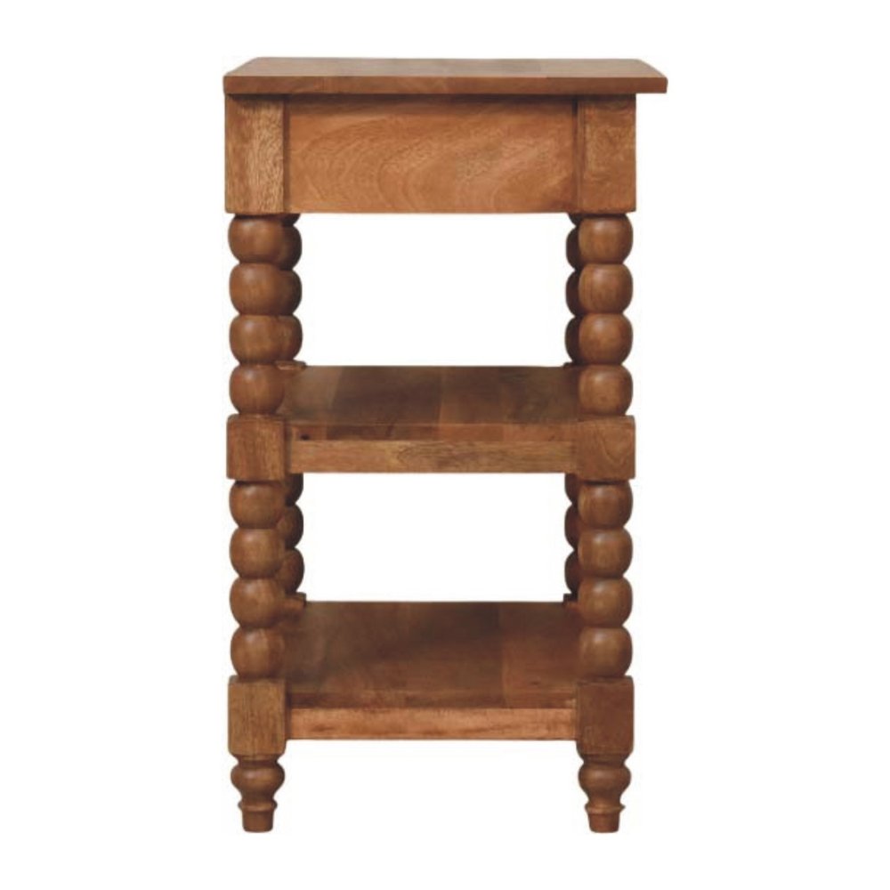 Brown Solid Wood End Table with Drawer and Two Shelves - 28-inch