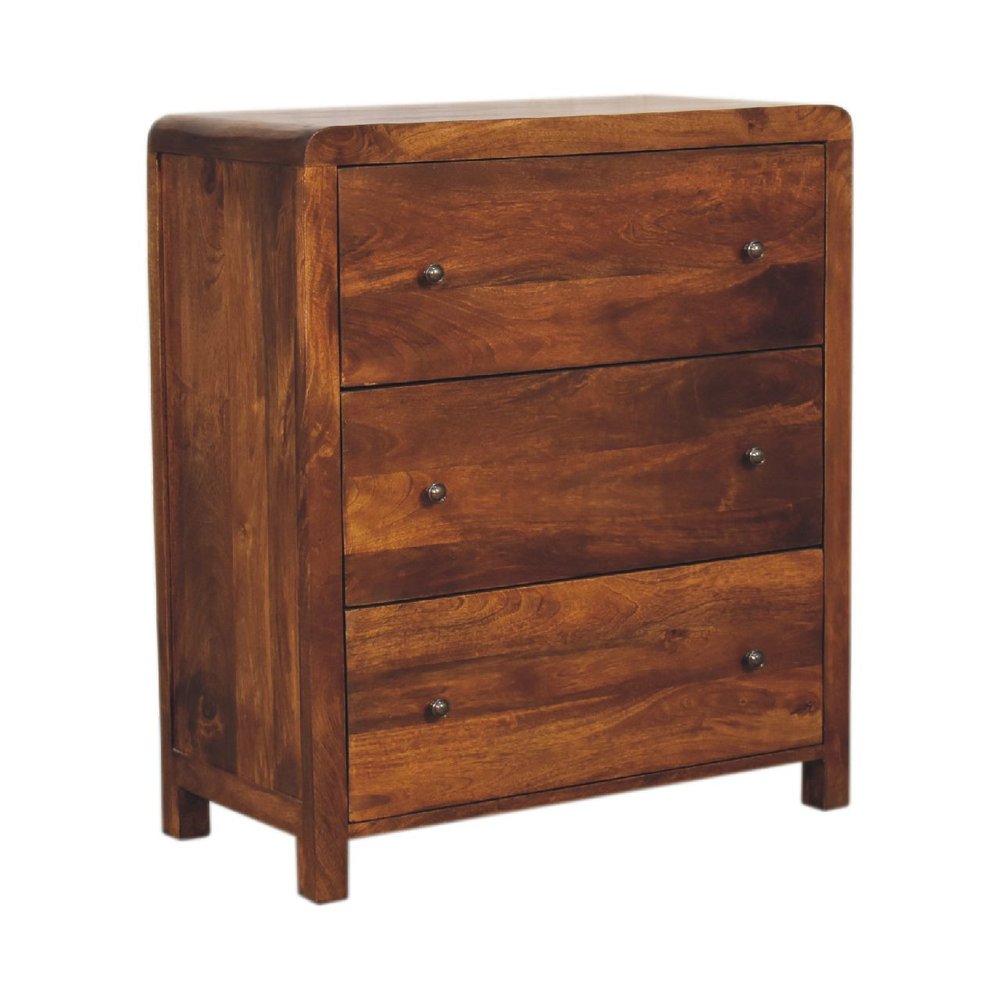 Brown Solid Wood Three Drawer Sideboard - 28-inch