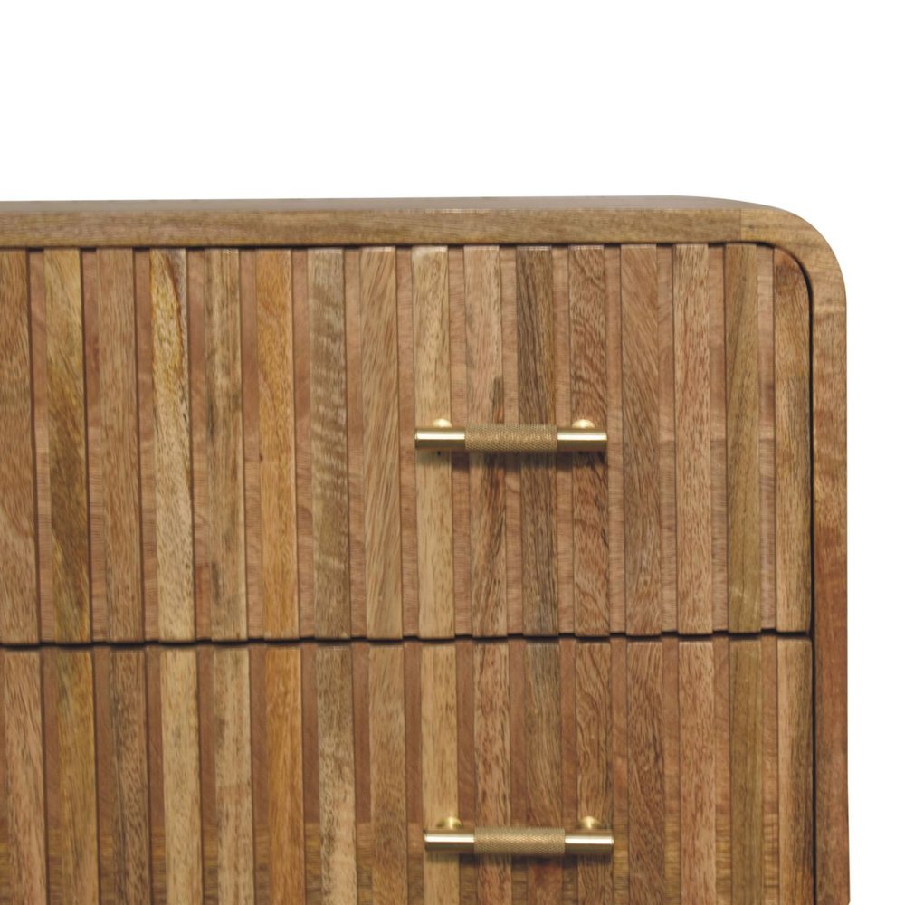 Brown Solid Wood Three Drawer Sideboard - 28-inch