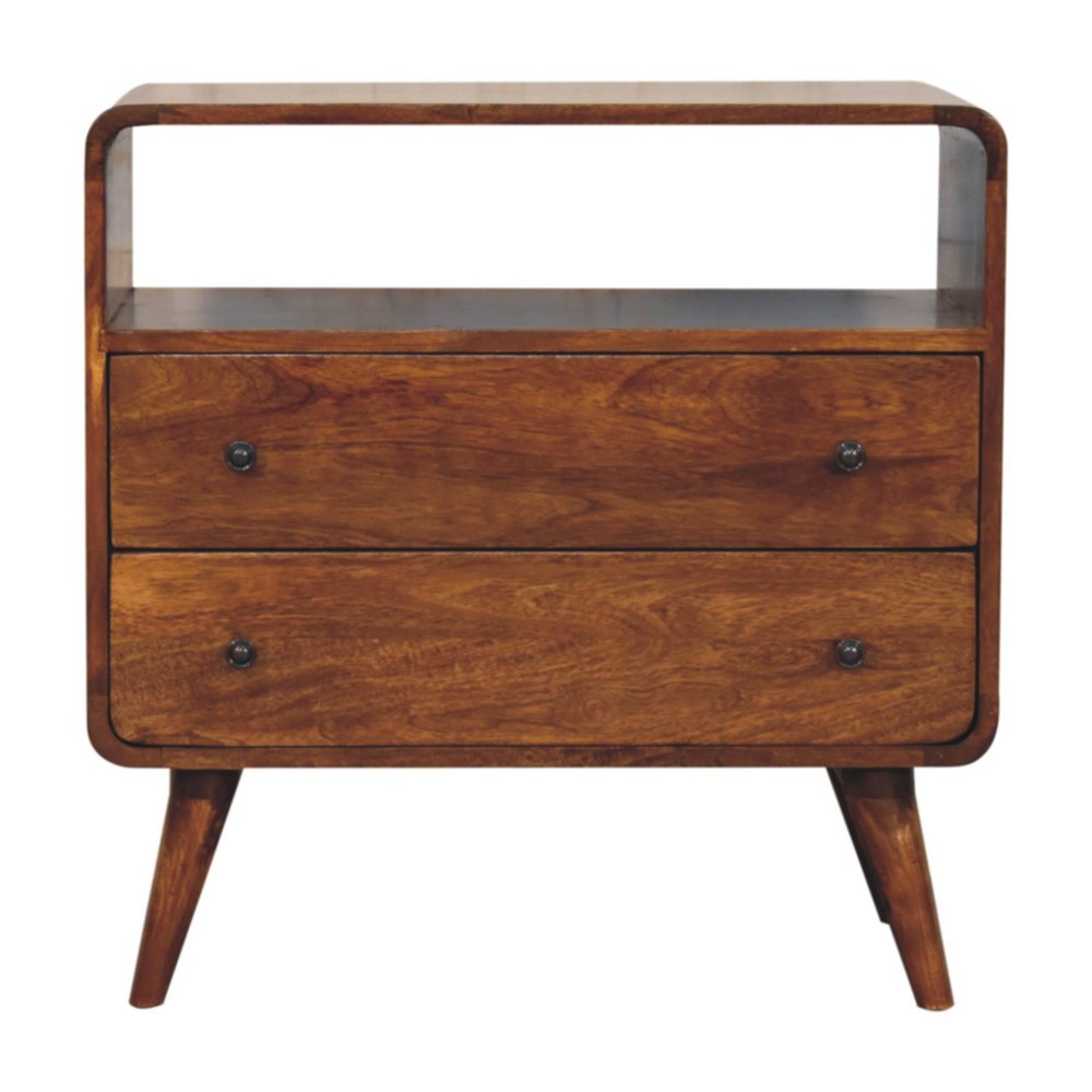 Brown Solid Wood Two Drawer Sideboard - 28-inch