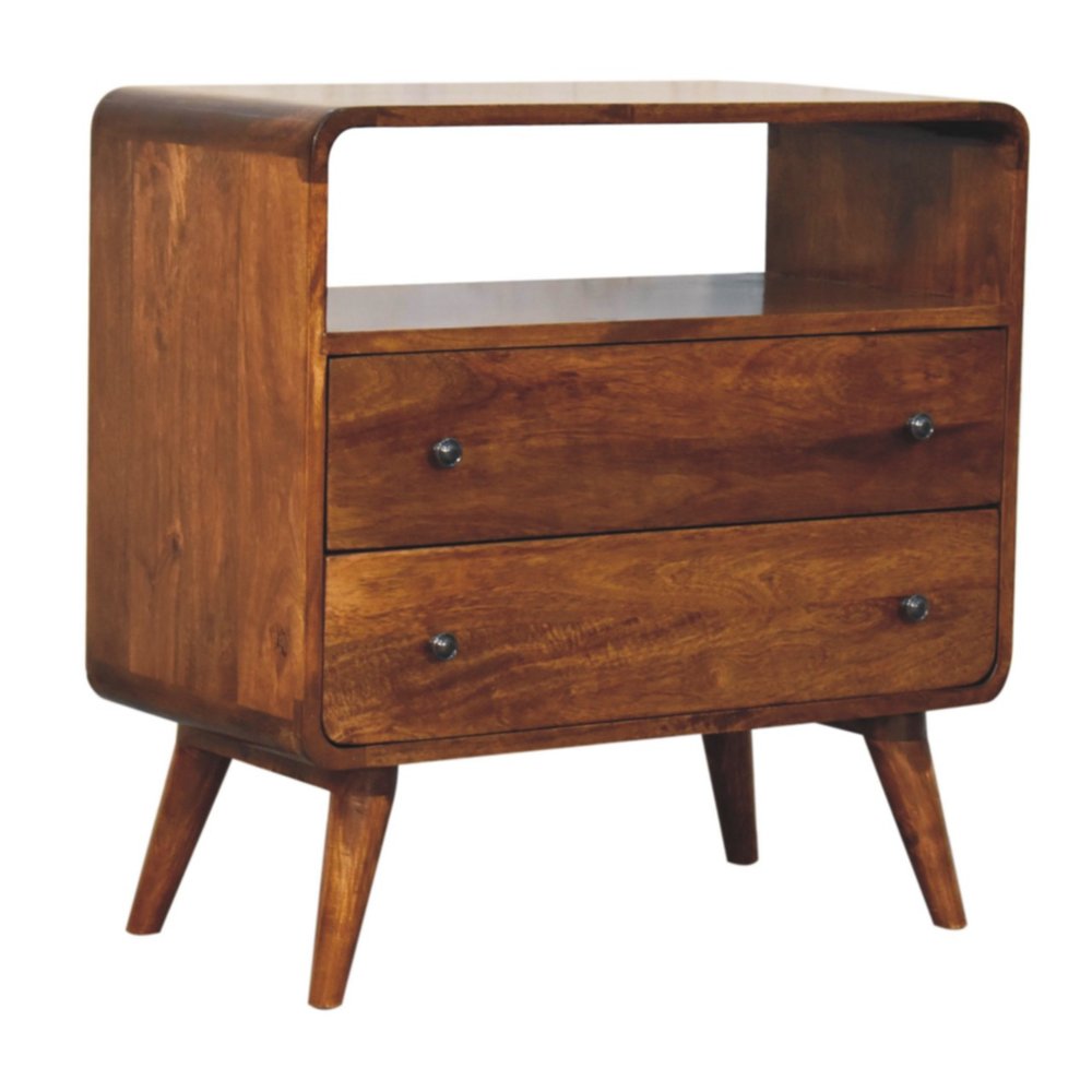 Brown Solid Wood Two Drawer Sideboard - 28-inch