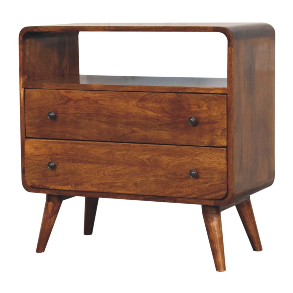Brown Solid Wood Two Drawer Sideboard - 28-inch