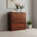 Brown Solid Wood Three Drawer Sideboard - 32-inch