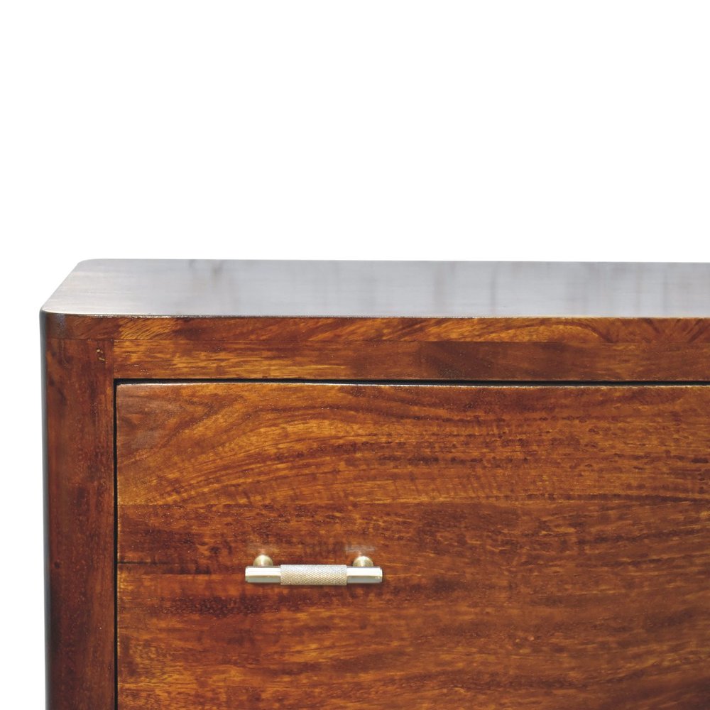 Brown Solid Wood Three Drawer Sideboard - 32-inch