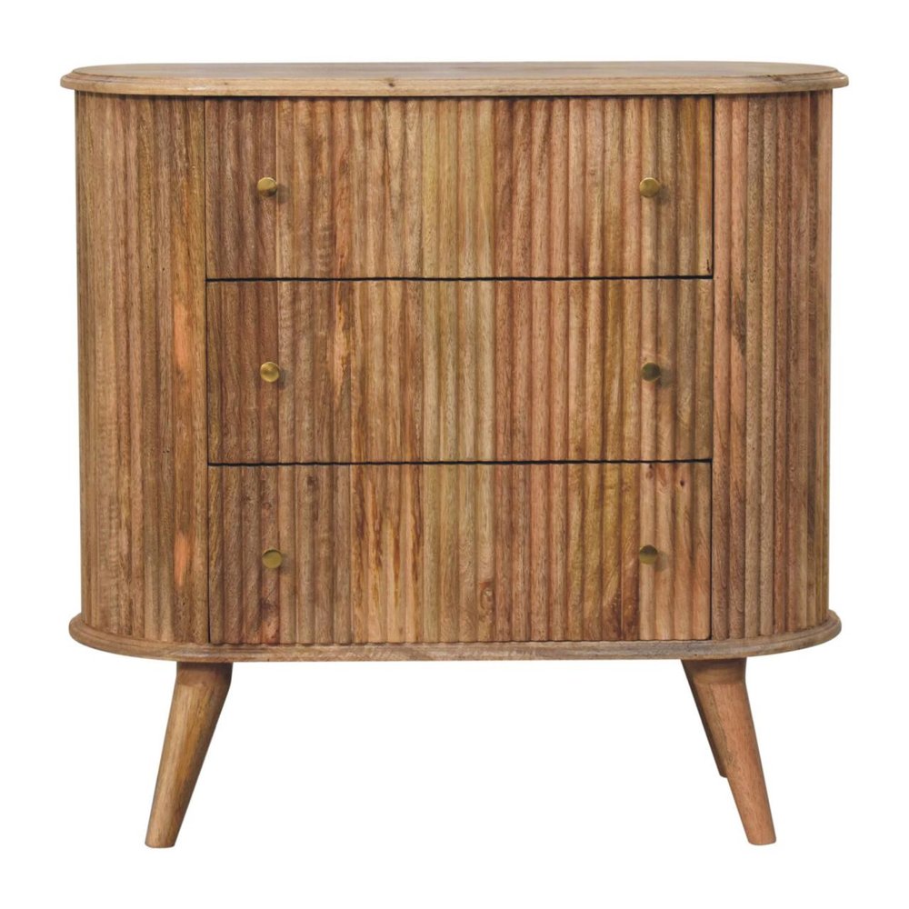 Brown Solid Wood Three Drawer Sideboard - 32-inch