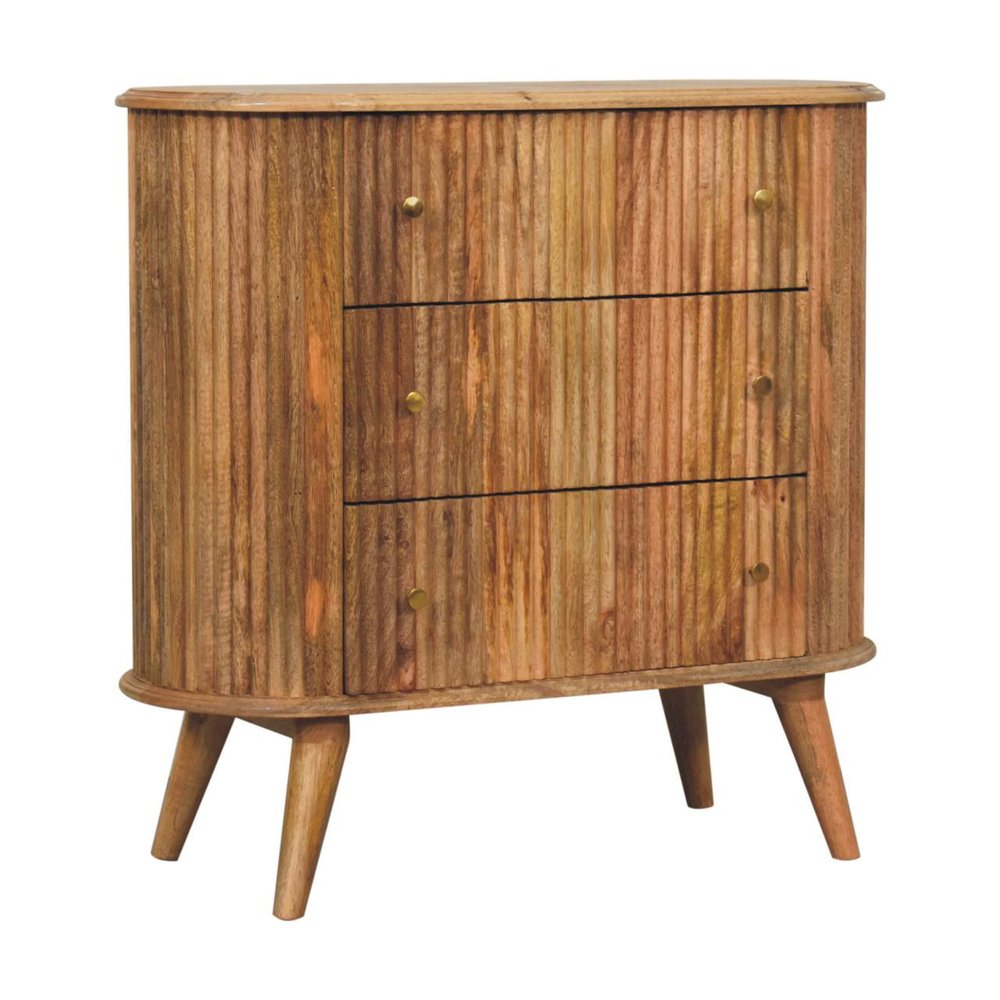 Brown Solid Wood Three Drawer Sideboard - 32-inch
