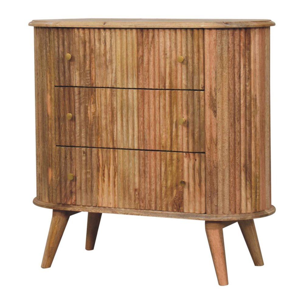 Brown Solid Wood Three Drawer Sideboard - 32-inch
