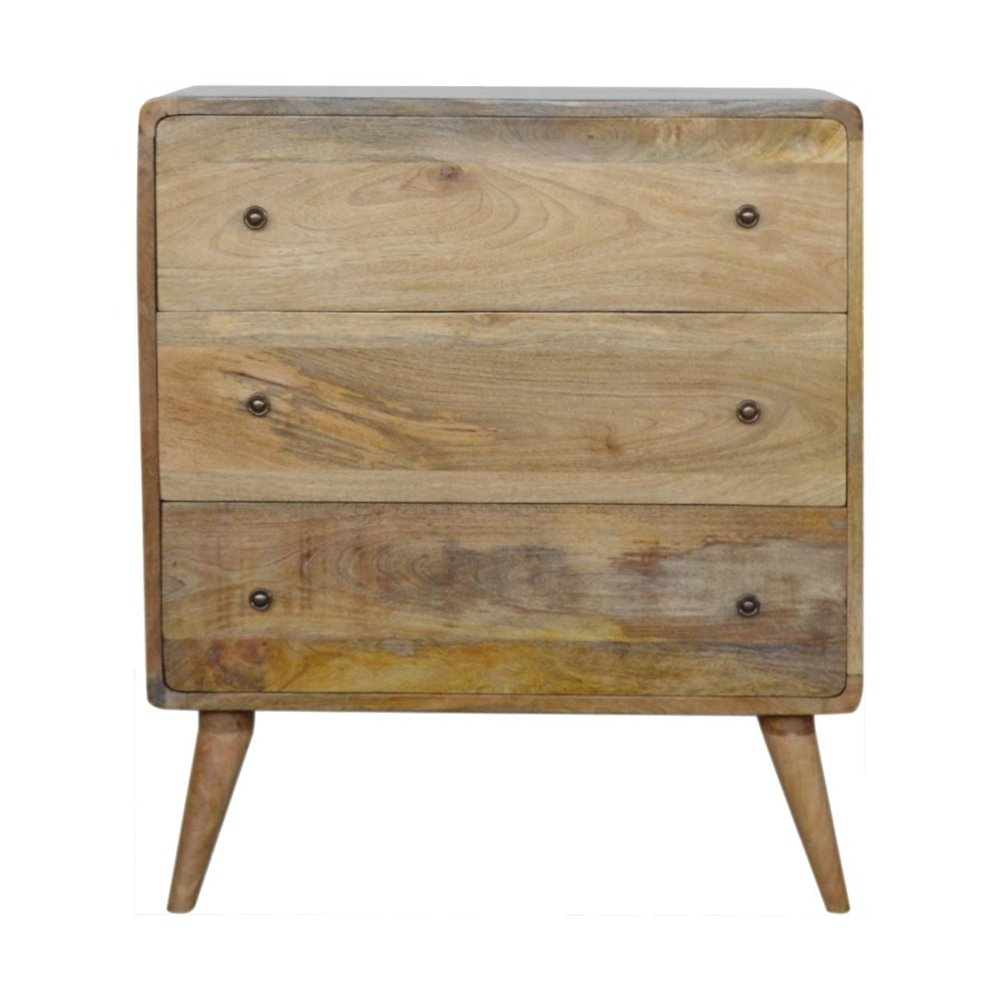 Brown Solid Wood Three Drawer Sideboard - 28-inch