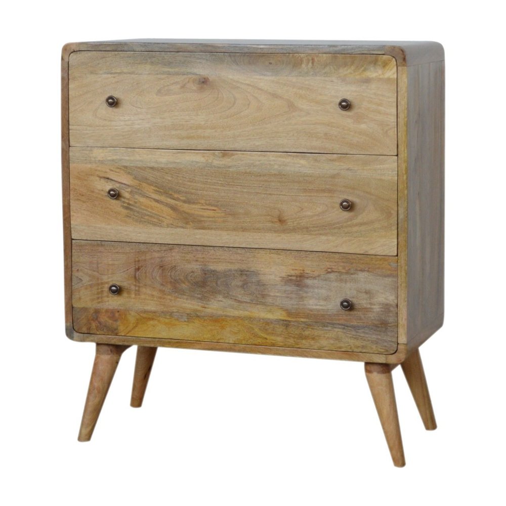 Brown Solid Wood Three Drawer Sideboard - 28-inch