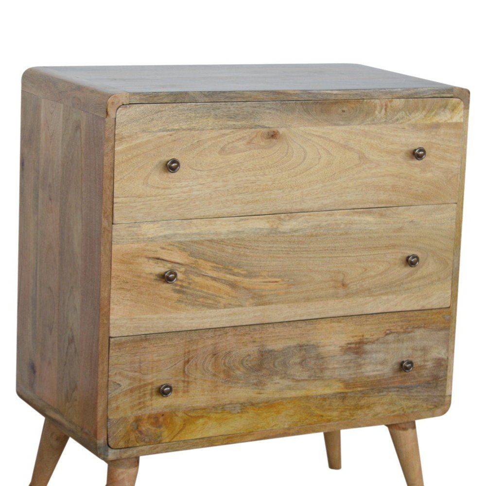 Brown Solid Wood Three Drawer Sideboard - 28-inch